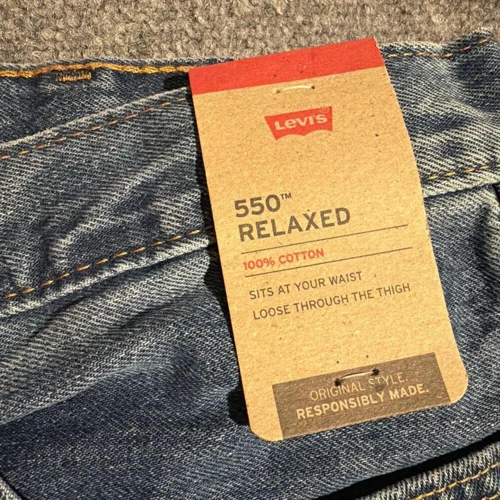 NEW Levi's Mens 550 Denim Jeans Relaxed Fit Mens Size 38X36 Blue NWT